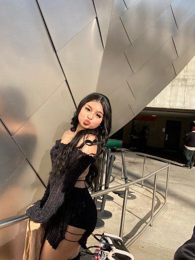 Black long sleeve fuzzy mini-dress